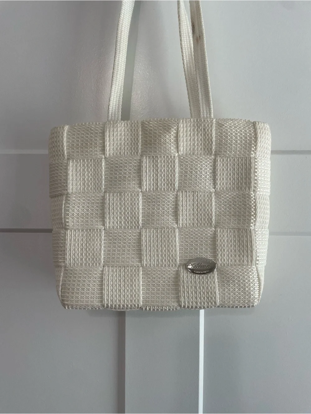 Creazioni Alma Made in Italy Ivory Woven Tote Shoulder Bag Quiet Luxury